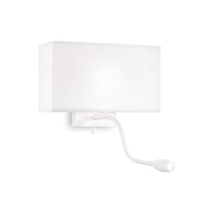 IDEAL LUX Επιτοίχιο Φωτιστικό με LED Αναγνώστη HOTEL 2xE27 Λευκού Χρώματος - 215693