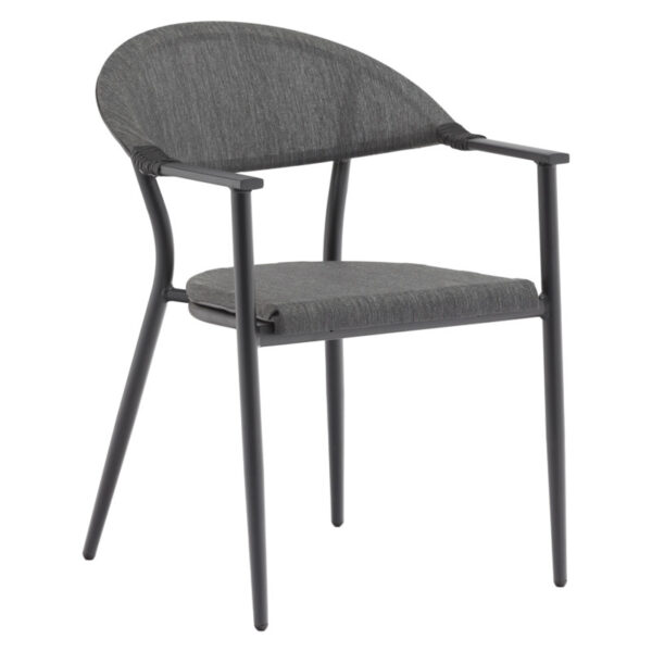 Garden armchair Pino pakoworld aluminum black-black textilene 216-000001