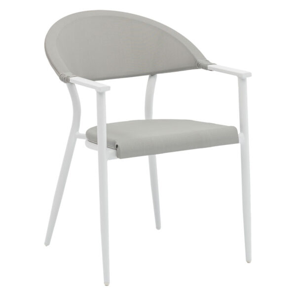 Garden armchair Pino pakoworld aluminum white-textilene gray 216-000002