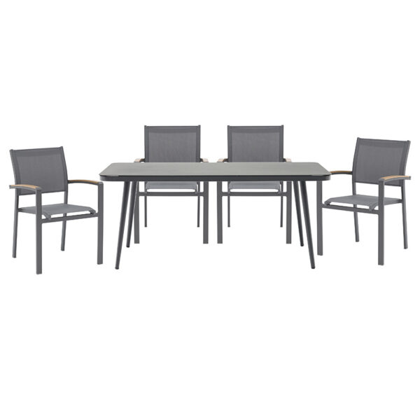 Dining Set 5pcs Ecco-Pori pakoworld aluminium anthracite-textilene grey 160x90x75cm 216-000022