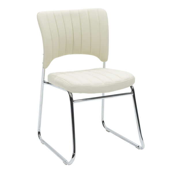 Mid -back office visitor chair Amelia pakoworld PVC ivory 217-000031
