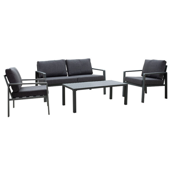 Garden lounge Ritchie set 4pcs aluminum-fabric dark grey 219-000002