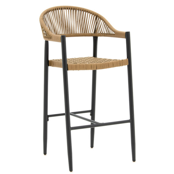 Bar stool Kerr pakoworld pe rattan natural-leg black aluminum 219-000004