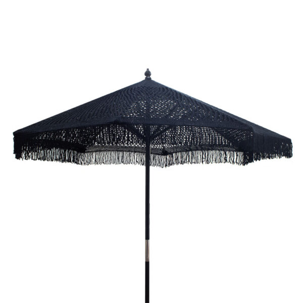 Garden umdrella Brilie pakoworld wood-macrame D2.70x2.60m black 220-000001