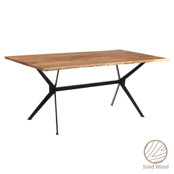 Slim table pakoworld solid acacia wood walnut-leg black 160x85x74.6cm 223-000020