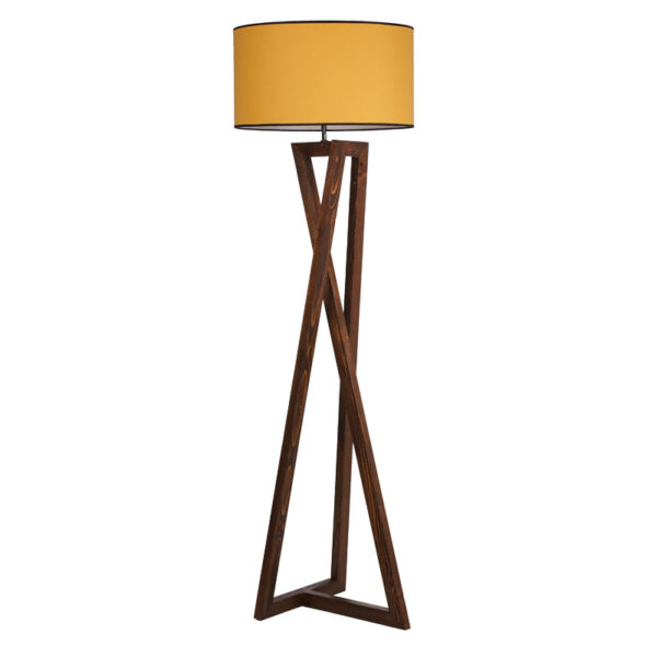 Floor lamp Woodio pakoworld E27 wood walnut-yellow shape D45x43x166cm 224-000028