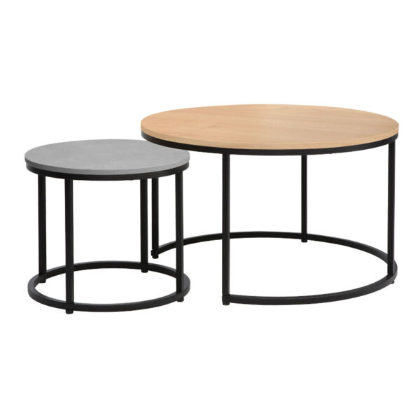 Coffee tables Severin pakoworld set 2pcs black natural-cement 225-000020
