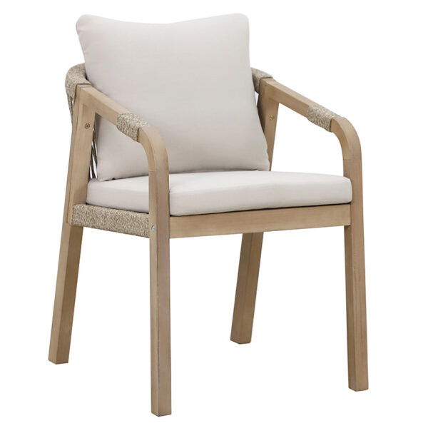 Armchair Malibu pakoworld natural acacia wood-beige fabric 228-000007