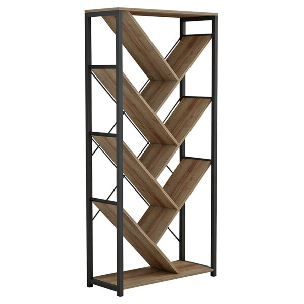 Bookcase Alex pakoworld natural-black 74x30x153cm 230-000014
