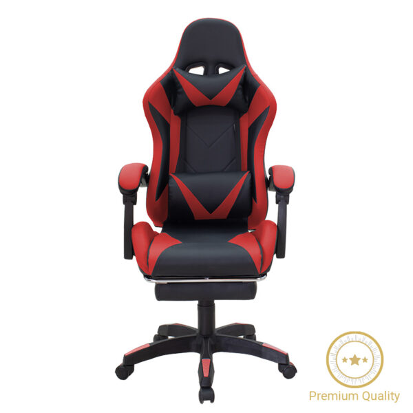 Office Gaming chair with footrest Moza pakoworld PU black- red 232-000003