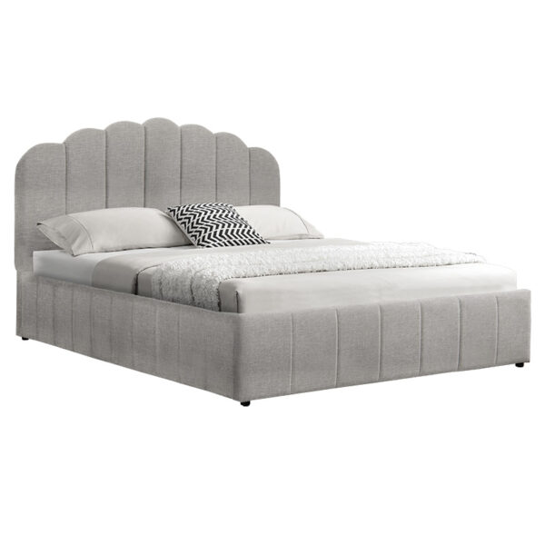 Double bed Tatiana pakoworld fabric light grey with storage 160x200cm 234-000001