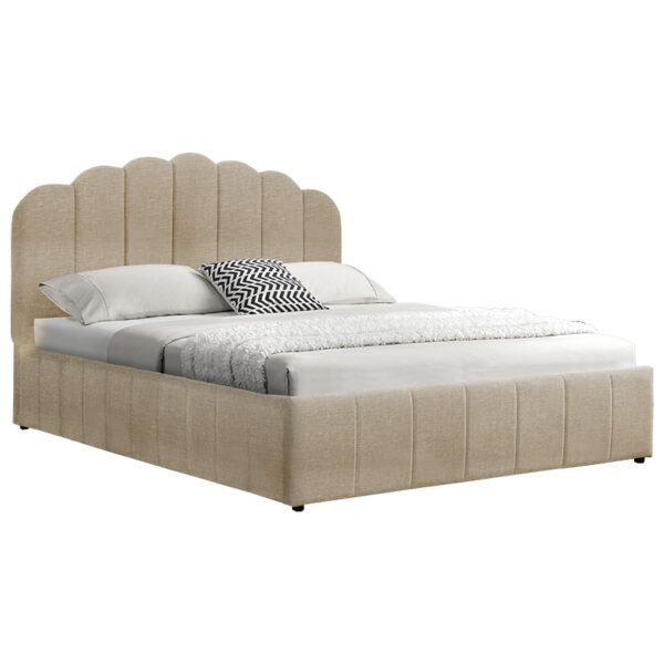Double bed Tatiana pakoworld fabric beige with storage 160x200cm 234-000002