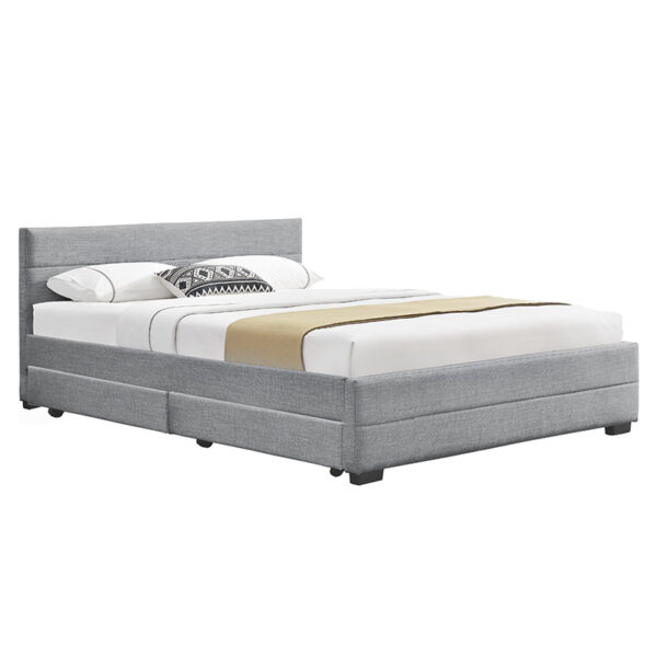 Double bed Antigone pakoworld fabric light grey with storage 160x200cm 234-000005