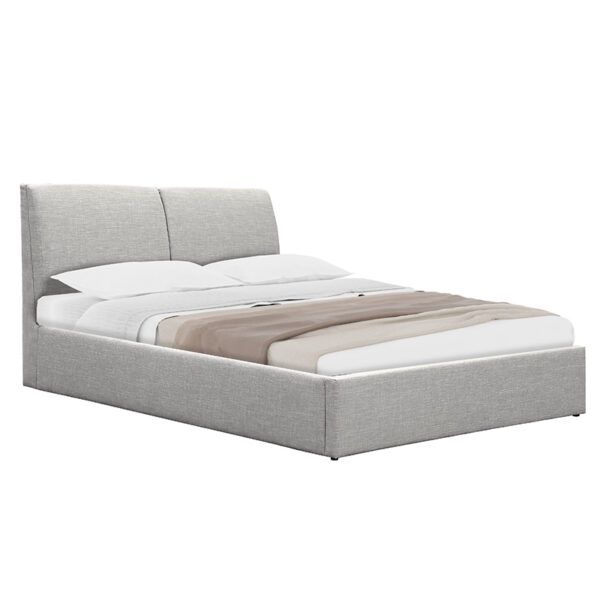 Double bed Violaine pakoworld fabric grey with storage 160x200cm 234-000007