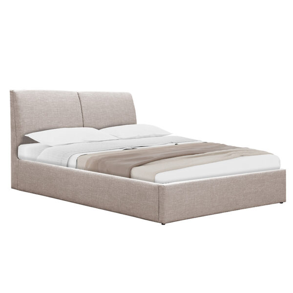 Double bed Violaine pakoworld fabric beige with storage 160x200cm 234-000008
