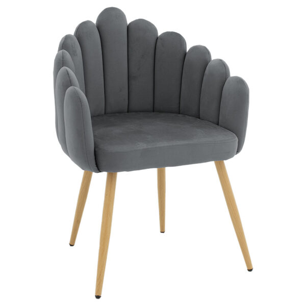 Armchair Briella pakoworld metal natural legs-velvet in grey color 235-000029