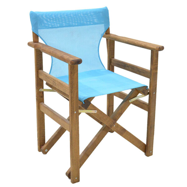 Director's armchair frame Retto pakoworld solid beech walnut-PVC  turquoise 237-000013