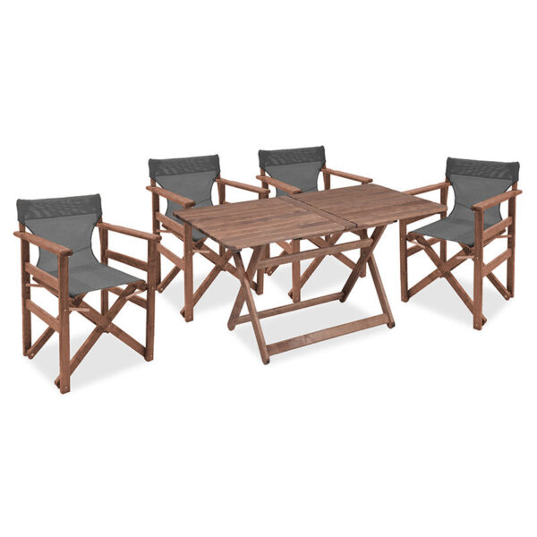 Garden dining Retto set 5 pcs solid beech wood walnut-dark grey 120x75x71cm 237-000027