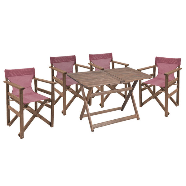Garden dining Retto set 5 pcs solid beech wood walnut-dark red color 120x75x71cm 237-000028