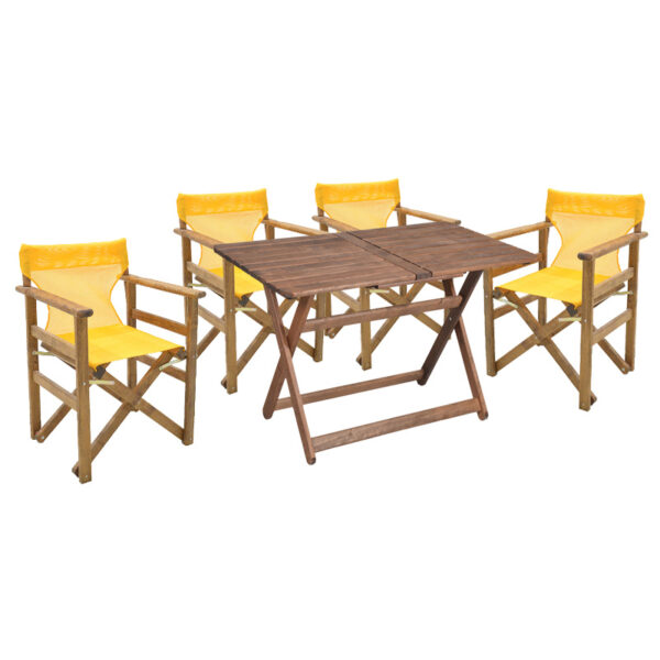 Garden dining table Retto set of 5 pieces solid beech wood walnut-crockie 120x75x71cm 237-000029