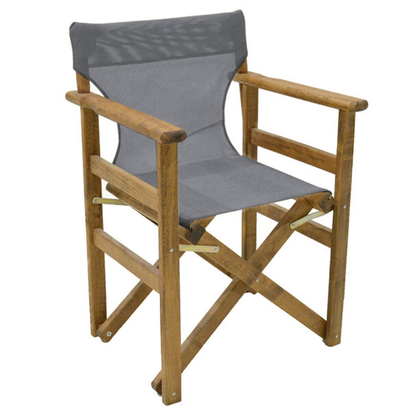 Director's armchair frame Retto pakoworld solid beech walnut-PVC grey-white 237-000035