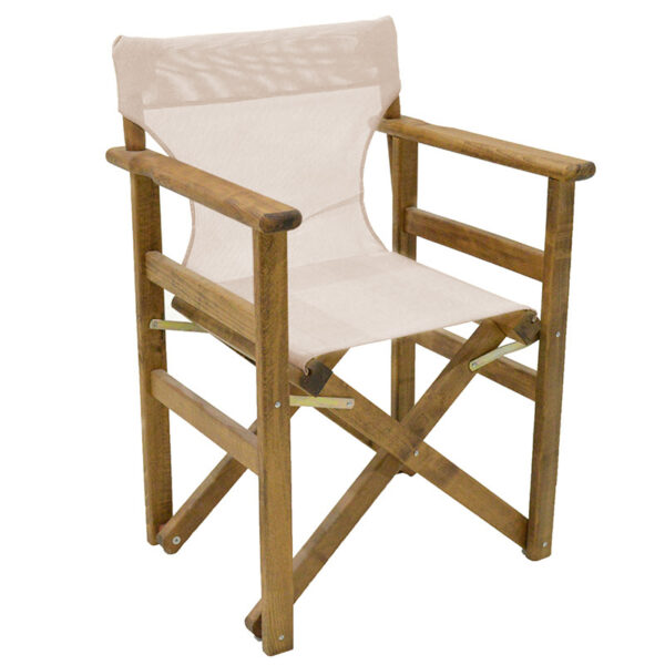 Director's armchair frame Retto pakoworld solid beech walnut-PVC beige-white 237-000036