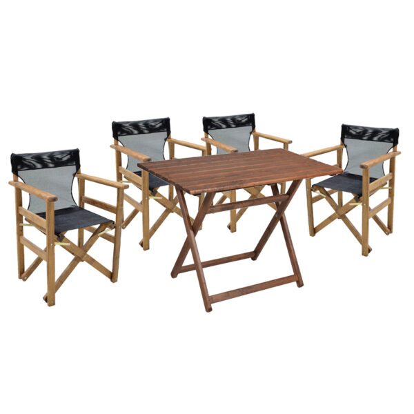 Garden dining set 5 pcs Retto solid beech wood walnut cloth black-grey 100x60x71cm 237-000066