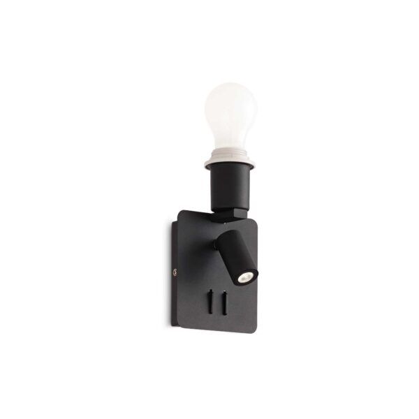 IDEAL LUX Απλίκα Τοίχου με Led Αναγνώστη GEA 1xE27 Μαύρου Χρώματος - 239545