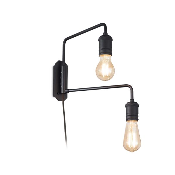 IDEAL LUX Απλίκα Τοίχου TRIUMPH 2xE27 Μαύρου Χρώματος - 242385