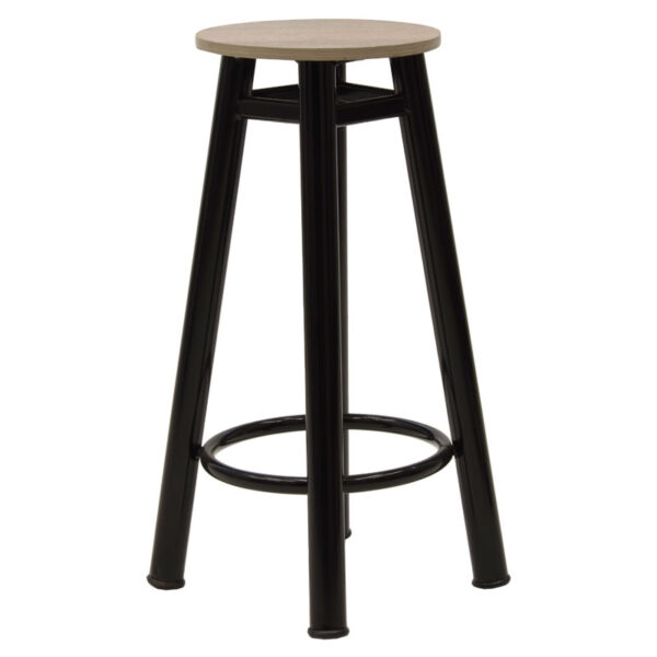 Bar stool Onyx pakoworld oak wood-metal black gloss D33x77cm 243-000021