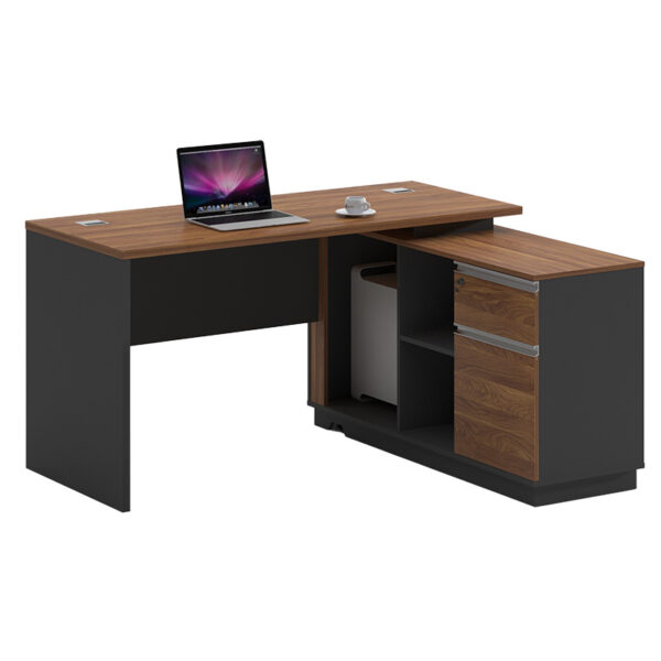 Right corner office desk Oscar pakoworld walnut-anthracite 160x140x76cm 246-000001