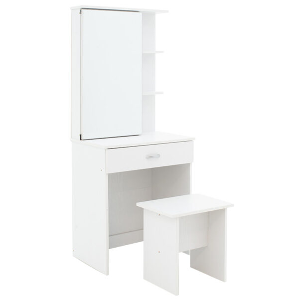Dressing table with mirror Zelia pakoworld in white colour 60x40.5x151cm 249-000025