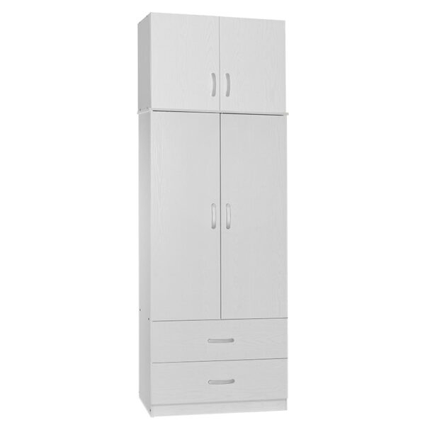 2 door wardrope and cabinet Zelia pakoworld white 79x42x240cm 249-000044