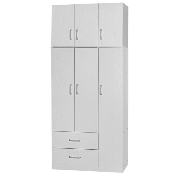 3 door wardrope and cabinet Zelia pakoworld white 90x42x240cm 249-000046
