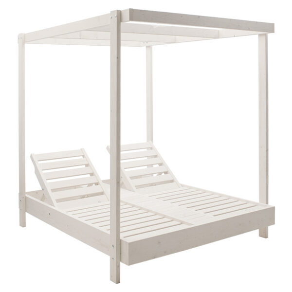Pakoworld Dual 2-seater deckchair with whitel solid wood canopy 251-000004