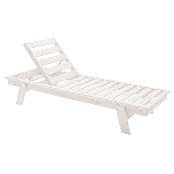 Pakoworld Lonel deckchair with natural solid wood in white color 251-000006