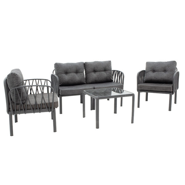 Garden lounge Intricate pakoworld set of 4 pcs PP anthracite-dark grey antique fabric 253-000004