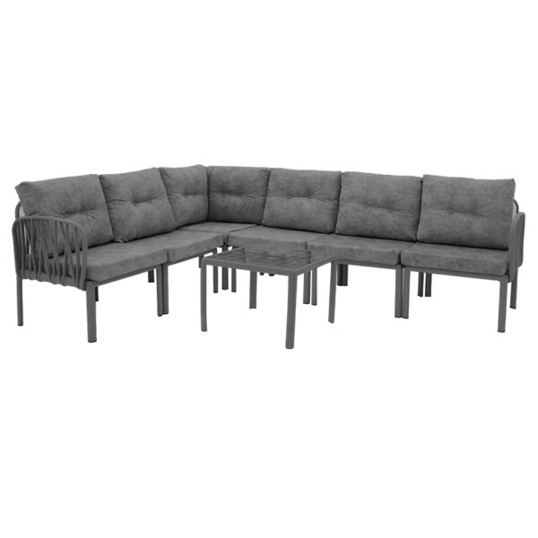Garden lounge set 3pcs Intricate pakoworld PP anthracite color-dark grey antique pillow 253-000006