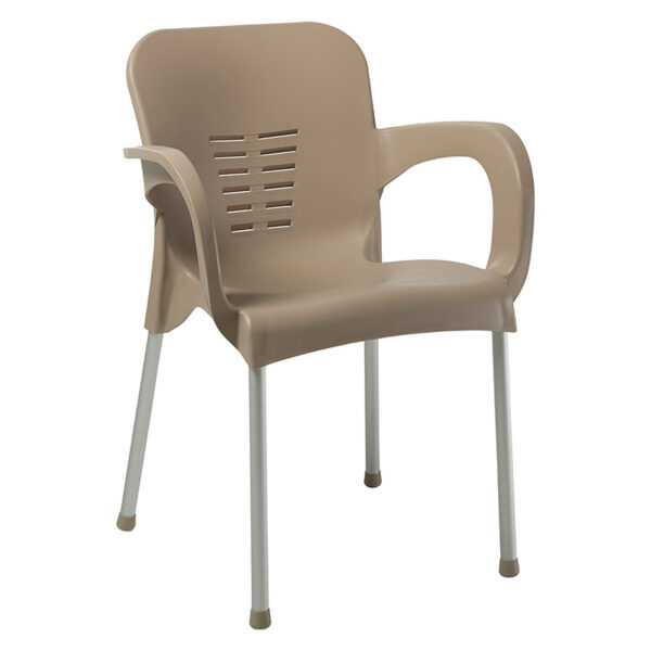 Armchair Feast pakoworld PP color cappucino-aluminum leg 253-000022