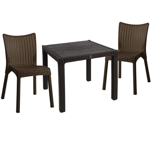 Garden dining set Explore-Confident pakoworld set 3pieces PP brown 90x90x73.5cm 253-000052