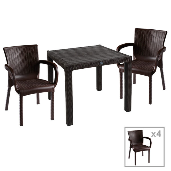 Garden dining set Explore-Festive pakoworld set 5pieces PP brown 90x90x73.5cm 253-000055