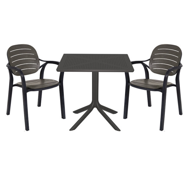 Garden dining set Groovy-Gentle pakoworld set 3pieces PP dark grey 80x80x74,5cm 253-000089