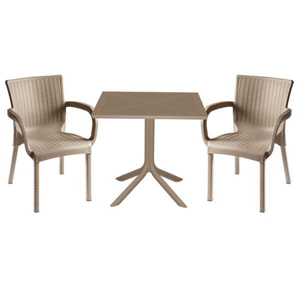 Garden dining set Groovy-Festive pakoworld set 3pieces PP cappuccino 80x80x74,5cm 253-000100