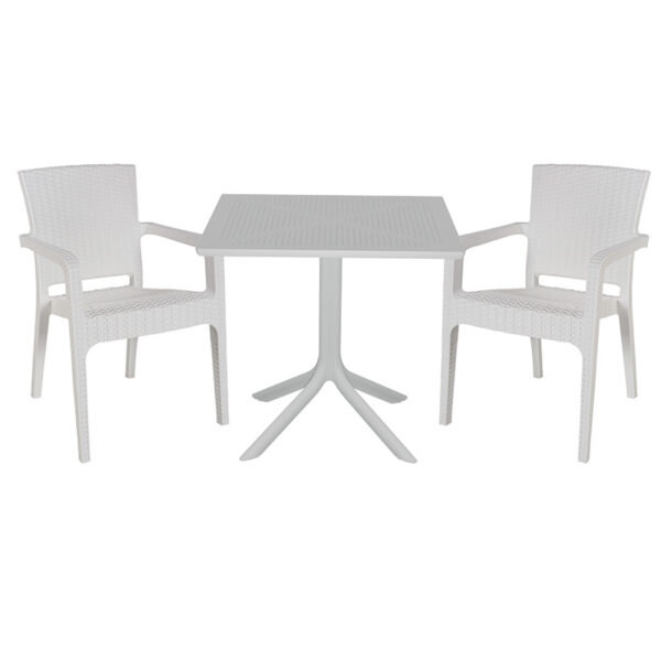 Garden dining set Groovy-Halcyon pakoworld set 3pieces PP white 80x80x74,5cm 253-000104