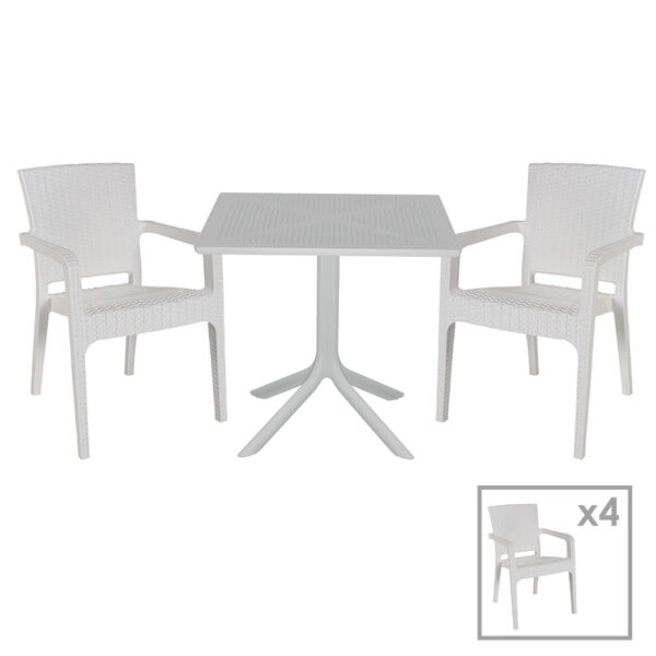 Garden dining set Groovy-Halcyon pakoworld set 5pieces PP white 80x80x74,5cm 253-000105
