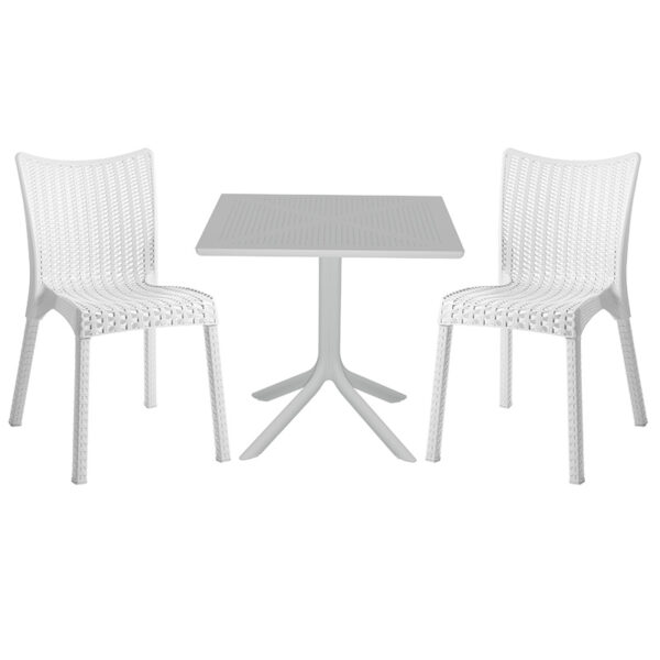 Garden dining set Groovy-Confident pakoworld set 3pieces PP white 80x80x74,5cm 253-000110