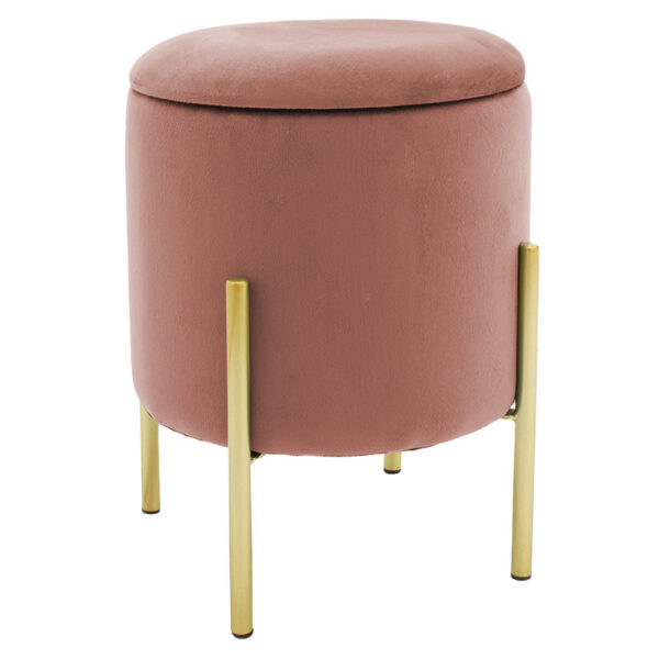 Stool Creativity pakoworld velvet rotten apple-golden D35x42cm 257-000010