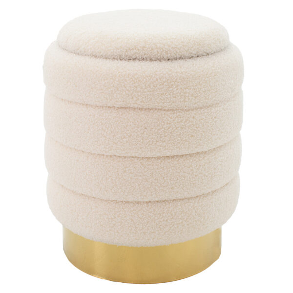 Stool-trunk Dazzle pakoworld boucle cream-golden D36x44cm 257-000014