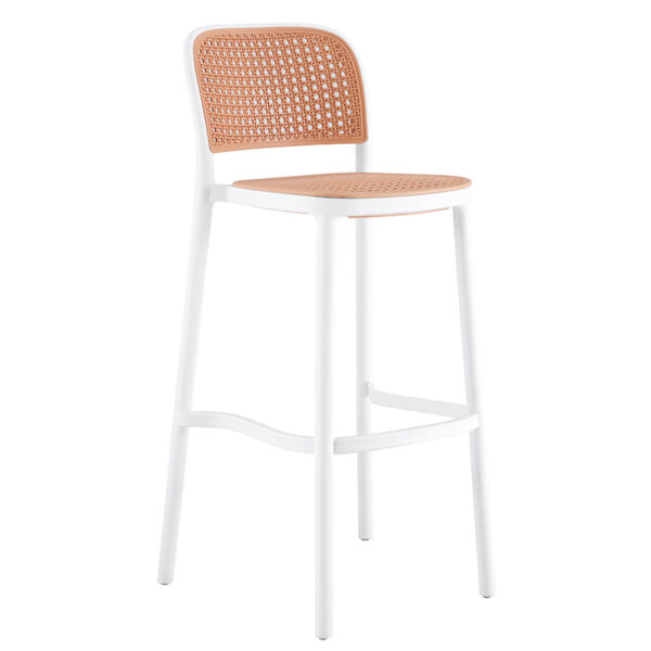 Bar stool Juniper pakoworld with UV protection PP beige-white 51x52x102.5cm 262-000012