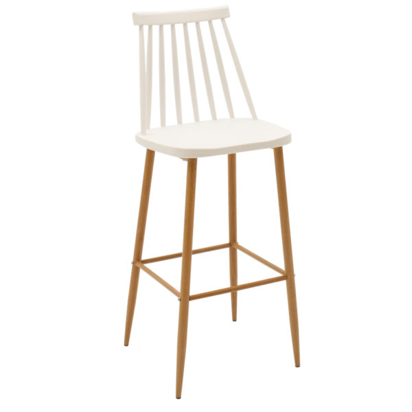 Bar stool Aurora pakoworld pp white-natural leg 42x47x109cm 262-000020